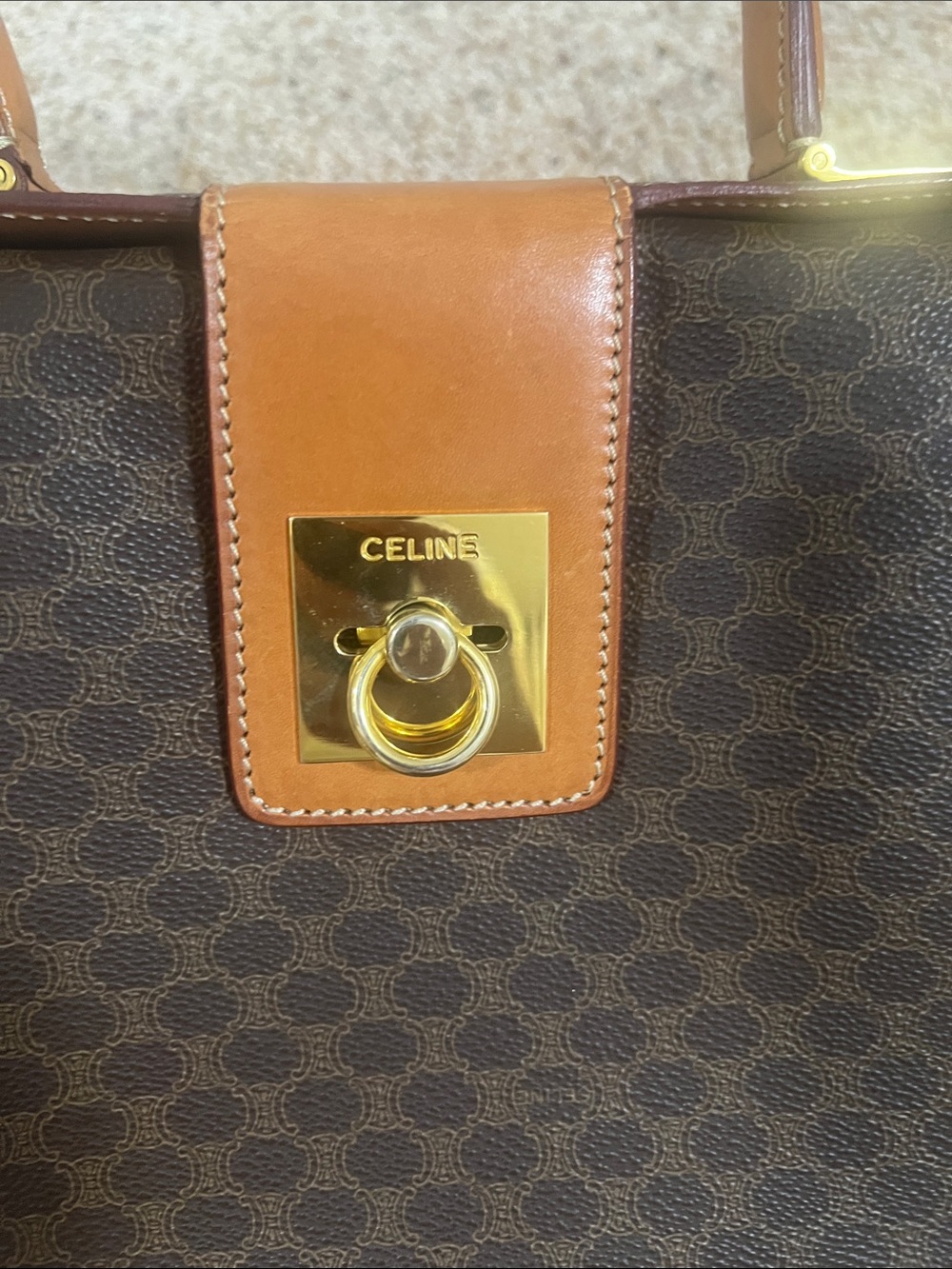 Celine Brown & Tan Monogram Top-Handle Briefcase - Picture 6 of 6